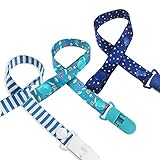 SMT おしゃぶりホルダー おもちゃ ベビーカー ストラップ ベビー 赤ちゃん クリップ 長さ調整可 3本セット (ボーイズ)