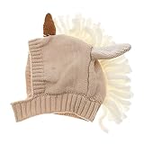 Lovoski 幼児　　赤ちゃん　　幼児　ユニコーン　　冬　　暖かい　　かぎ針編み　　帽子　　ビーニー　キャップ　柔らかい　全2色　 - ベージュ