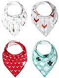 Baby Bandana Bibs for Teething Drooling and Feeding Arrows by ZELDA MATILDA Organic Cotton and Fleec