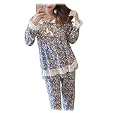 Spinas(スピナス) マタニティ ウェア パジャマ 授乳口付き 綿 前開き 産前産後 セットアップ 花柄 グレー