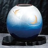 九谷焼 5.8号 花瓶 銀彩双鶴（花台付き）