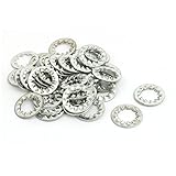 uxcell ロックワッシャー 10mm内径 炭素鋼 亜鉛メッキ 内部鋸歯状 40個入り