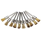 10個セット ワイヤーホイールブラシ 回転ツール アクセサリー ワイヤーブラシ ミニ ルーター 用 8mm ゴールデン