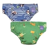 Vital Innovations Bambino Mio 2SWJL-BS-GD Swim Nappy, Set of 2, Blue Shark and Green Dinosaur, Large