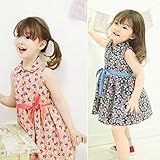 即納夏子供服キッズ服キッズノースリーブワンピース花柄＆ボタン＆襟＆リボン付きナチュラルデザイン全２色100cm 110cm 120cm 130cm 140cm 110cm,orange