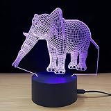 テーブルランプ3D創造性光るゾウLEDナイトライトベッドルームベッドサイドランプホリデーギフト,Purple