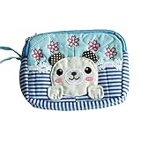 「小さな犬」刺繍アップリケウォレット財布ポーチ（12.9*9.9**2.7cm）