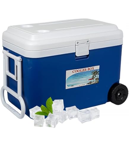 Amazon | クーラーボックス 釣り 50L 3層構造保冷 大容量 48時間鮮度を保つ 大型 保冷箱 耐熱耐寒 キャスター付き 持ち運びやすい  キャンプ用品 車載 BBQ 防災 アウトドア フェス レジャー 海 運動会 釣り 業務用 移動便利 [並行輸入品] | EEBMMF |  クーラーボックス