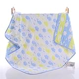 5重　赤ちゃんおくるみ ガーゼケット ふわふわ暖かい 保温性　柔らかい肌触り ガーゼタオル ベビーブランケット クジラ ブルー