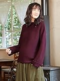 Angeliebe エンジェリーベ マタニティ 授乳しやすい ハイ バルキー ウール混 ハイネック ニット 妊婦服 産前 産後 長袖 フリー ボルドー 22246 22246300