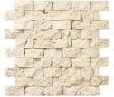 【B'stile】天然サンゴの石灰岩モザイク「Coral mosaico - コーラルモザイコ」（天然石灰石｜屋内壁/屋外壁用）1シート (30×60角（割り肌）)