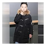 冬　子供服　ダウンジャケット　厚くする　保温　ファッション　ブラック　160cm