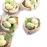 Package of 6 Green Artificial Egg Filled Bird Nests for Wedding Favors Party Favors or Baby Showers 