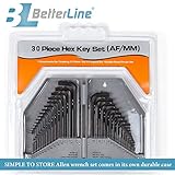 30 Piece Allen Wrench Set With 15 Long Arm Allen Wrenches and 15 Short Arm Allen Wrenches - Ultra St