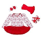 Zhhlaixing 高品質 Christmas Infant Baby ガールズ Romper Tutu Dress Outfit Set Fashion 4 pieces Long sleeves