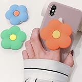 スマホグリップ 韓国 グリップ スマホ スマホリング かわいい おしゃれスマホ リング 携帯リング iphone リング 花 スタンド グリップトック (ブルー)