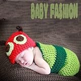 ハンドメイド 0-6ヶ月 撮影写真 ベビー 幼児 セット ムシ ボーダー 帽子+ロンパース 0-6ヶ月に合う 【1点】