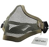 H&Co.select サバゲー フェイスマスク ハーフメッシュマスク フェイスガード ダブルバンド SGM-010 (カーキ)