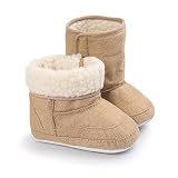 Toubaby 子供男の子と女の子冬保温スノーブーツファーストシューズ 0-18M (11cm(0-6M), カーキ色の)