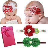 Elesa Miracle フラワーヘアバンド ヘアアクセサリ スイートベイビーガール シフォンレース付きギフトボックス ヘアバウ US サイズ: One Size