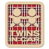 【マグネット】チェック柄 TWINS IN CAR ツインズインカー マグネット ステッカー （レッド）双子が乗ってます ベビーinカー チャイルドinカー