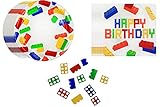 Bricks Party Pack ~ 40 Pc Dinner Plates Dinner Napkins & Bonus Confetti [並行輸入品]