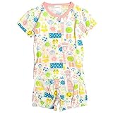 パジャマ ベビー 赤ちゃん 女の子 海あそび柄 腹巻付き 丸首 前開き 半袖 パジャマ ピンク-(PK) 90cm