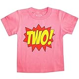 Happy family clothing Little Girls 'スーパーヒーロー2番目誕生日Tシャツ カラー: ピンク