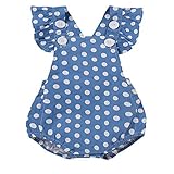 ベビーガールズ水玉模様フリル付き袖ボタンロンパース洋服服 カラー: ブルー