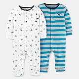 カーターズ　ボーイズ　ジャンプスーツ　2枚セット　マリン＆ボーダー　ロンパース ボディスーツ パジャマ　Carter's 男の子　ベビー服 (9M(9ヶ月)) [並行輸入品]