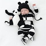 Guangqi Baby Boys Girlsブラックandホワイトストライプジャンプスーツ登山服長袖ボディスーツ服、70 cm