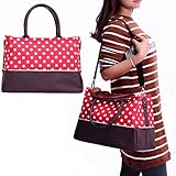 【Ani Mam Kids】ドット 水玉がかわいい ポケットいっぱい シンプル マザーズバッグ (レッド)