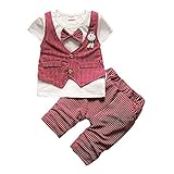 Cutelove 子供服 ベスト Tシャツ Tシャツ＆パンツ 上下セット ショートパンツ ネクタイ付き 半袖 男の子 赤ちゃん 可愛い 夏 3色