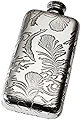 Wentworth Pewter - Peacock Feather Pattern Pewter Pocket Flask, Spirit Flask