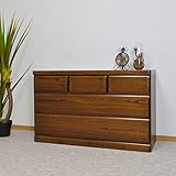 チェスト 幅120 3段 ローチェス ト ワイドチェスト 大川家具 スライドレール 完成品 桐たんす 桐 整理だんす たんす ＡYU-3-174-F (ブラウン)