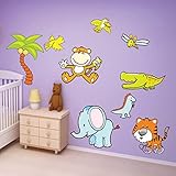 Mr。Sショップ新しいかわいい動物象虎とサルウォールステッカー壁ステッカーデカール用キッズ子供ベビー保育園部屋装飾