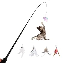 Amazon | 釣り竿 猫おもちゃ 180cm猫じゃらし 伸縮式羽のおもちゃ