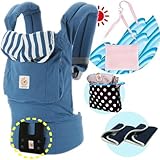 エルゴベビー抱っこ紐（ベルト付）/出産祝サマーセット （ビーチハウス）【正規品2年間保証-SG認定付】よだれパッド＋収納ポーチ＋ひんやりクールパット付