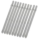 uxcell 磁気クロスドライバービット　電動ドライバー　4mmx 80mm　グレー　電気設計　メタル製　10個