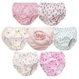 [Comfort U] 女の子 パンツ 7枚セット 綿100% 通気 女児用 ショーツ キッズ 下着 柔らかい 肌着 無蛍光 吸湿 快適 子供服 短パン ベビー 幼稚園 可愛い 水玉 リラックマ柄 100 110 120 130 140 (140, ピンク＋水色)