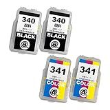 Canon キャノン BC-340XL (BK/顔料ブラック)×2 + BC-341XL (CL/カラー) ×2【合計4本セット】 最新 互換 《詰め替えインク》 (大容量・) 340 341 インク BC-340 BC-341 補充用 純正カートリッジ対応 (対応機種: PIXUS TS5130 / MG4230 / MG4130 / MG3630 / MG3530 / MG3230 / MG3130 / MG2130 / MX523 / MX513 )【STAR JET製】