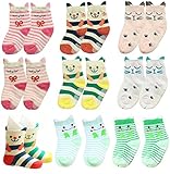 toptim滑り止めベビーソックスGirl、幼児用かわいい猫ソックス8ペア