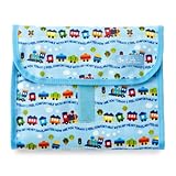 いつでも安心お出かけおむつポーチ（クラッチタイプ） おしりふき収納　取り出しやすい　おしゃれ カラフル列車で行こう（スケアー地・ライトブルー） B1403000 日本製