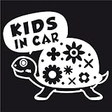 imoninn KIDS in car ステッカー　【シンプル版】　No.53　カメさん　（白色）