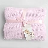 Gooday Super Soft 100% Cotton Baby Cellular Blanket for Pram, Moses, Crib (100*140 cm, Pink) by Good