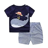 キッズ服　男の子セットアップ　夏　パンツ　シャツ　プリント柄　鯨柄　中袖　 ハーフパンツ　上下セット キッズ 子供服 カジュアル かわいい　日常着　普段着　人気