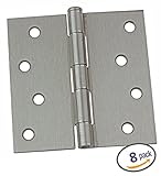 Dynasty Hardware 4" Door Hinges Square Corner, Satin Nickel, 8 - Pack [並行輸入品]