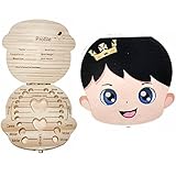 botokon歯のボックス木製ベビー保存牛乳歯Lanugoヘア木製ストレージボックス、かわいい木製ベビー歯ストレージボックスおいしいお土産歯セーバーボックスfor Kids English