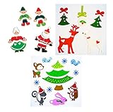 GelGems Christmas Window Clings: Santa and Mrs. Claus, Elves, Reindeer and Woodland Creatures, 3-Pie