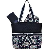 Elephant Print NGIL Quilted 3pc Diaper Bag by NGIL